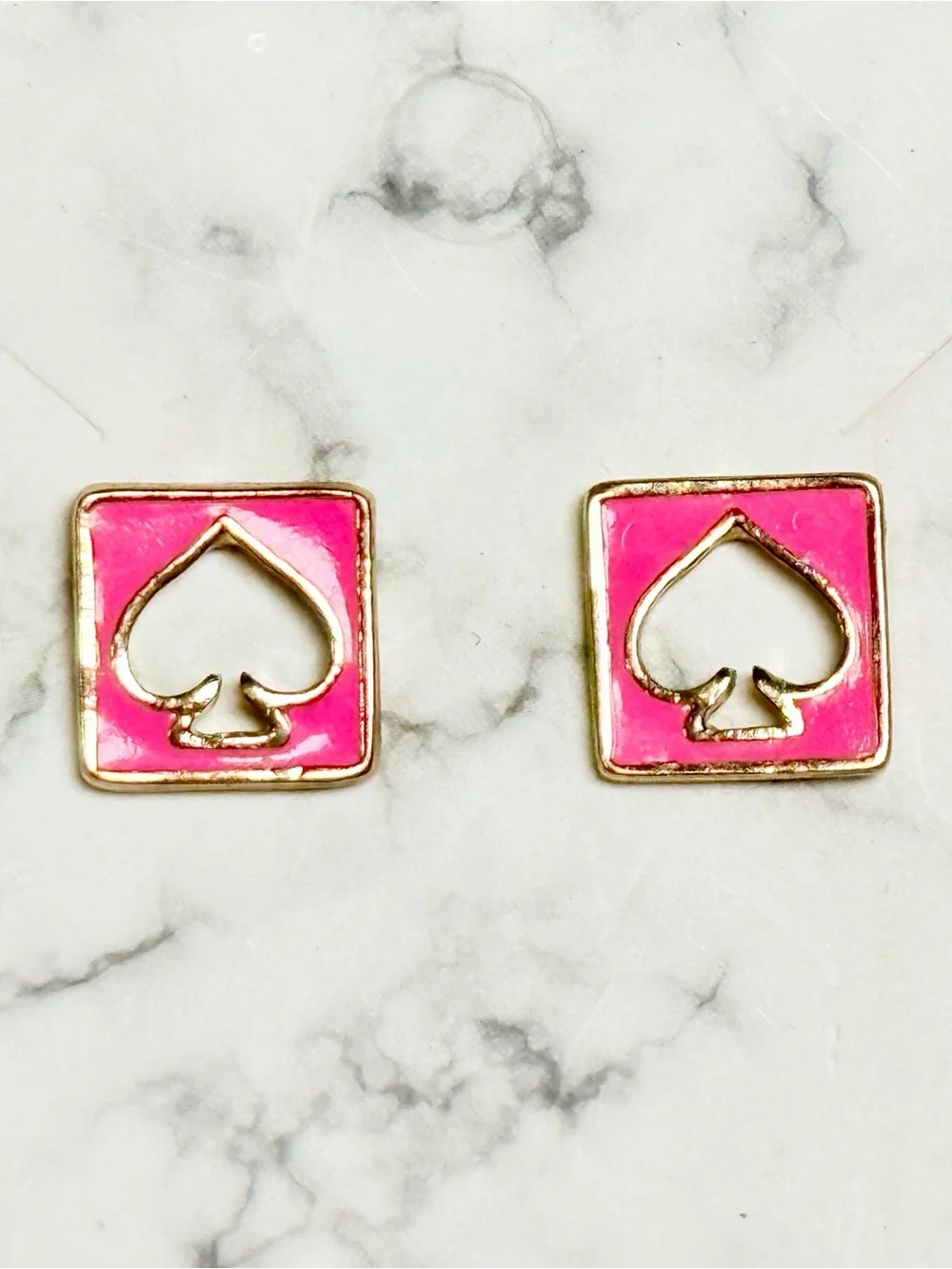 Kate Spade Gold Studs in Bright Pink